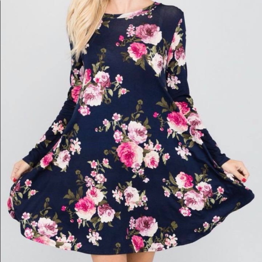 Navy Floral Dress